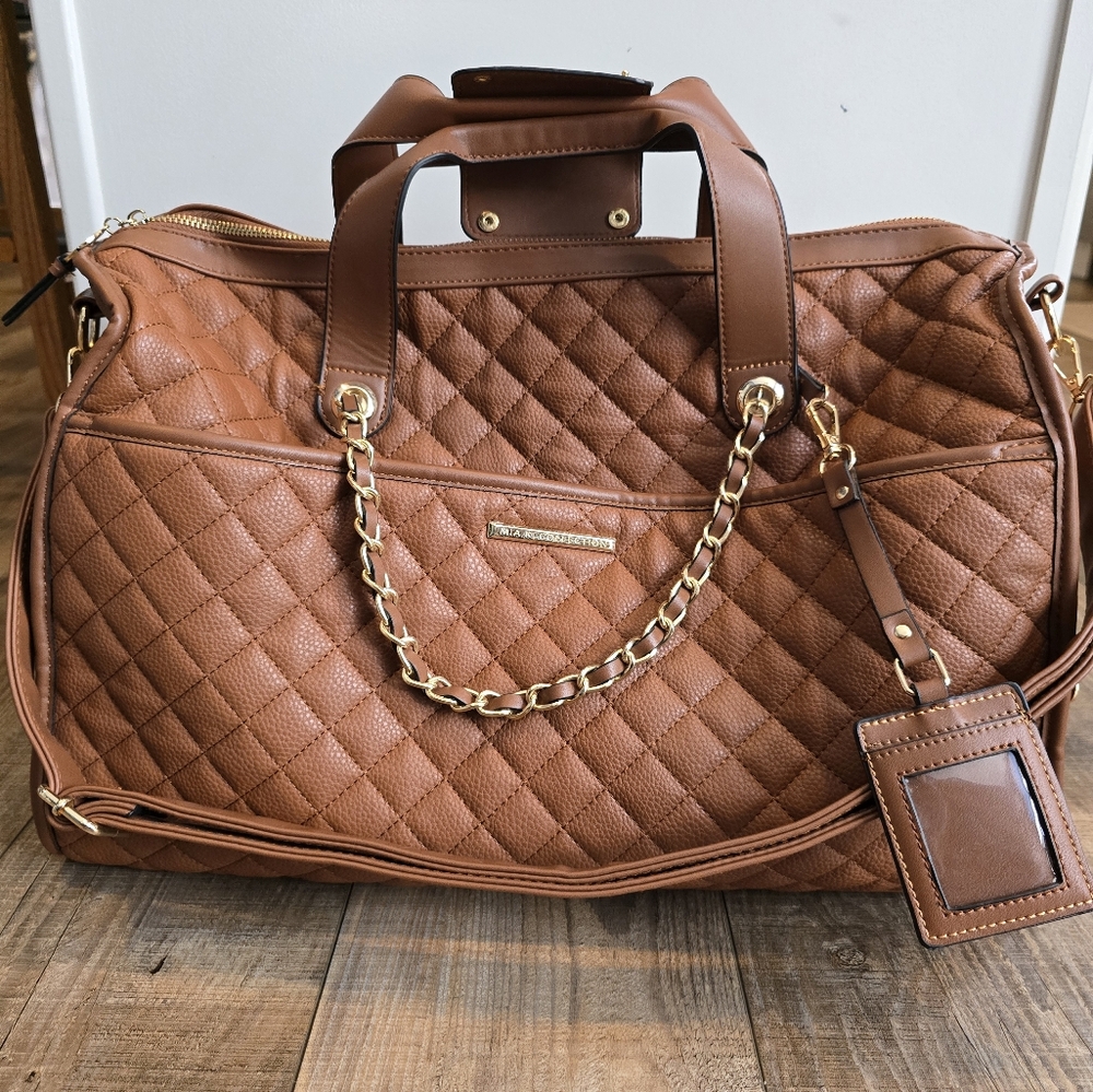 Brown Quilted Vegan Leather Bag